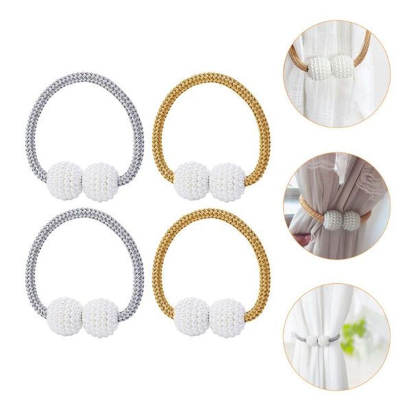 

curtain & drapes 1 set 4pcs simple tiebacks magnetic pearl buckles clips