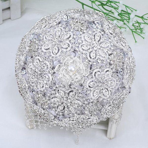 

wedding flowers full rhinestones bouquets crystal silver bridal holding flower accessories supplies w520m