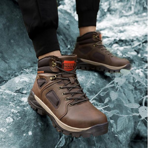 

boots warm mens snow winter men shoes non-slip hiking outdoor sneakers mountaineering wearable, Black
