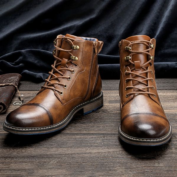 

812 boots men 2021 Spring fashion brand comfortable leather boots #AL604, Brown 604