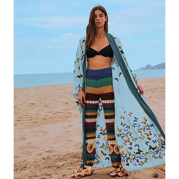 

women's printed bikini beach blouse holiday sunscreen cardigan po color  swimwear, White;black