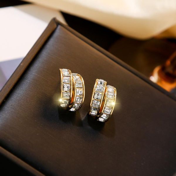 

fashion women crystal earring all-match ear stud small simple normcore style earrings elegant personality female rings, Golden;silver