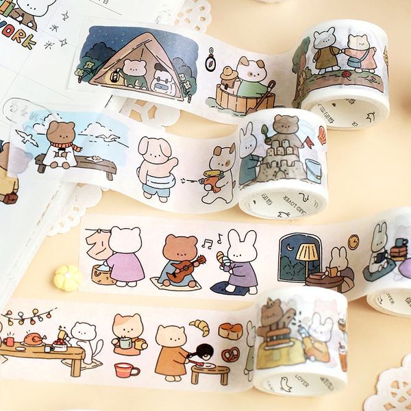

Lovely Cartoon Washi Tape Animal Daily Decorative Tapes Craft Tape For Gift Wrapping Journal Crafting Scrapbooking And Diy Decor