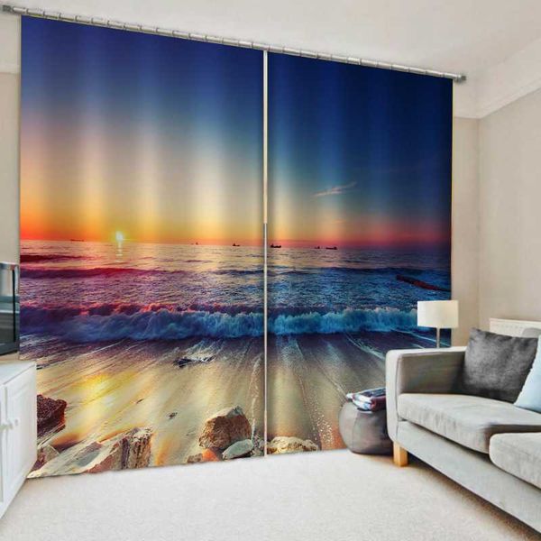 

custom sunset beach curtains blackout 3d window curtain for living room office bedroom & drapes
