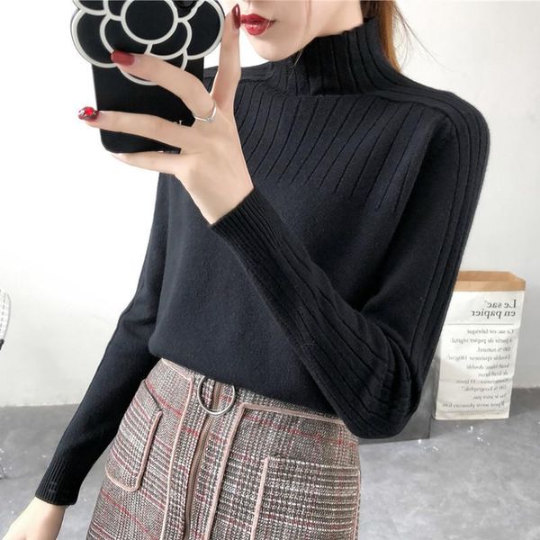 

women's sweaters bonjean knitted pullovers female jumper turtleneck winter girl casual women shirt long sleeve slim loose sweater, White;black