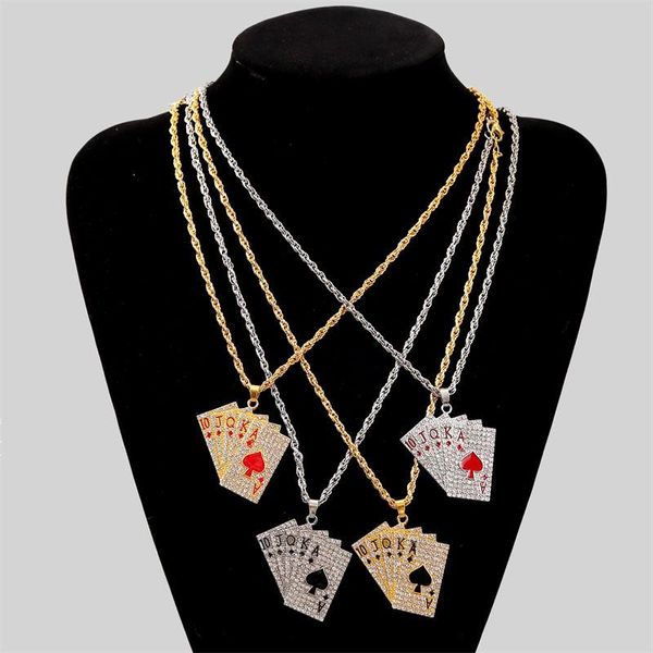 

pendant necklaces creative design poker lucky ace of spades necklace red black silver color stainless steel jewelry fortune playing cards