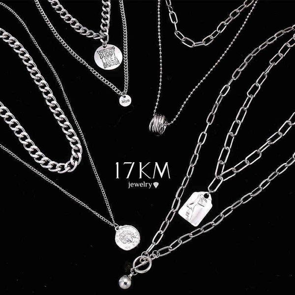 17km Hiphop Gold Серебро Цвет Длинные Цепочки Ожерелье для Женщин Партия Панк Многослойный Шаровой Крест Ожерелье 2021 Ювелирные Изделия G1206