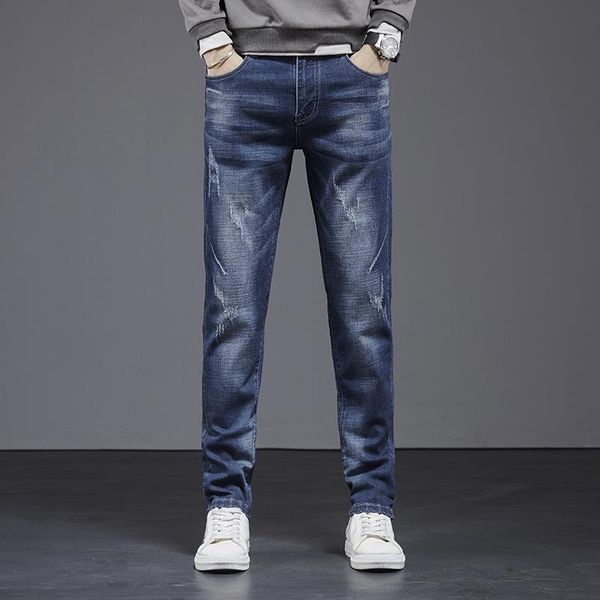 

men's jeans fashion elastic casual slim fit long skinny blue men 2021autumn