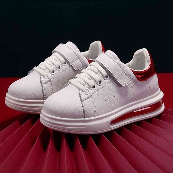 Outono clássico branco crianças sapatos para menina casual macio sola corrida tênis meninos meninos escola pouco estudante sneakers d07131 210329