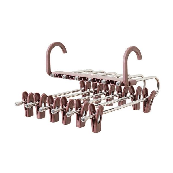 

multi-function pants hanger foldable 6 tier trousers drying rack clip home dorm apartment clothing storage organizer hangers & ra racks