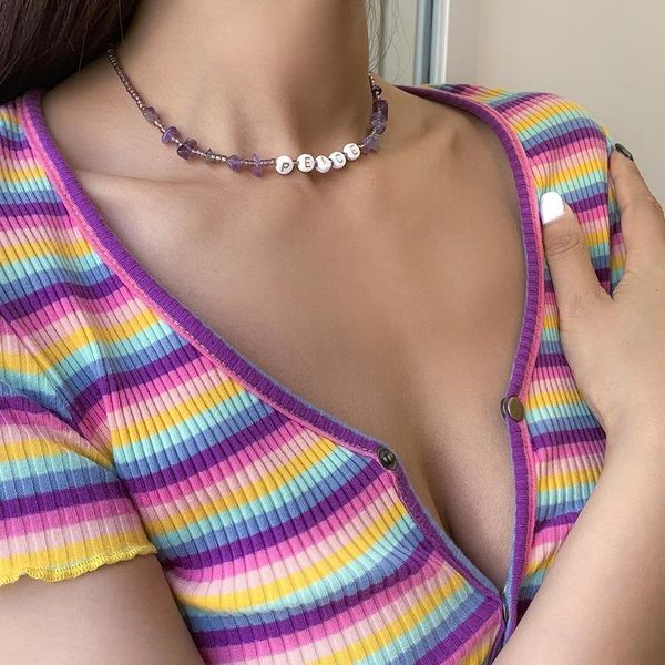 

chains letter women necklaces beaded necklace woman bohemia retro fashion manual clavicle chain party charms cute zinc alloy oorbellen, Silver