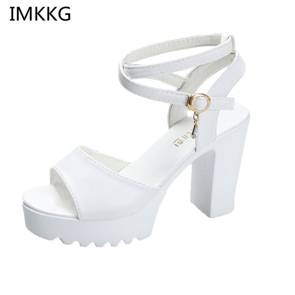 

dress shoes women sandals 2021 peep toe high heel platform buckle ladies summer sandalias mujer a00043, Black