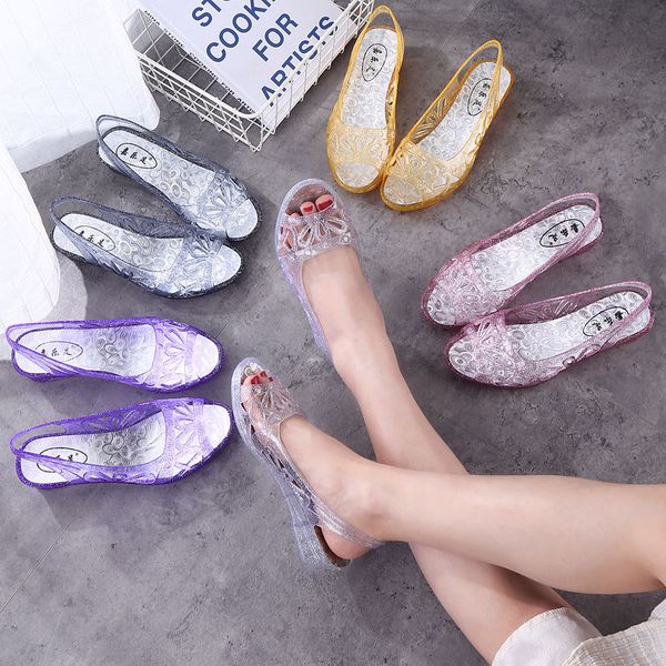 

shoes fashion crystal sandals woman summer jelly shoes women casual slippers household slides slip on pink purple gold 9qxp, Black