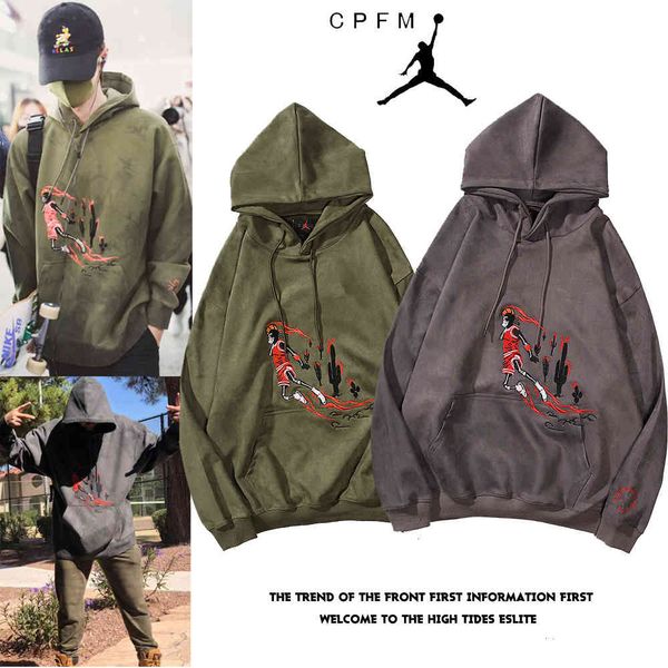 

hoodies travis scott co branded green suede hoodie, Black