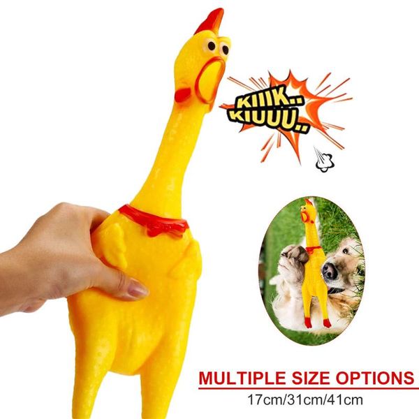 

small animal supplies pet dog toy screaming chicken molars yellow rubber chew durable and funny buzz