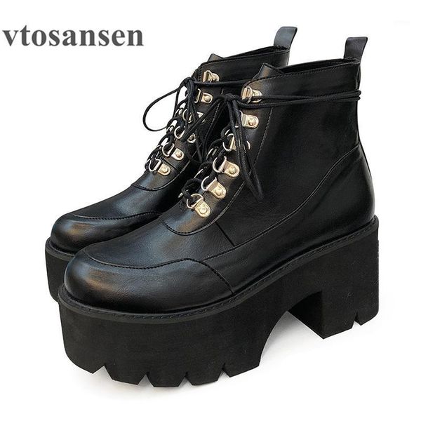 

boots shoes fashion platform female motorcycle ankle chunky heel crossdresser thick bottom comfort women footwear outside1, Black