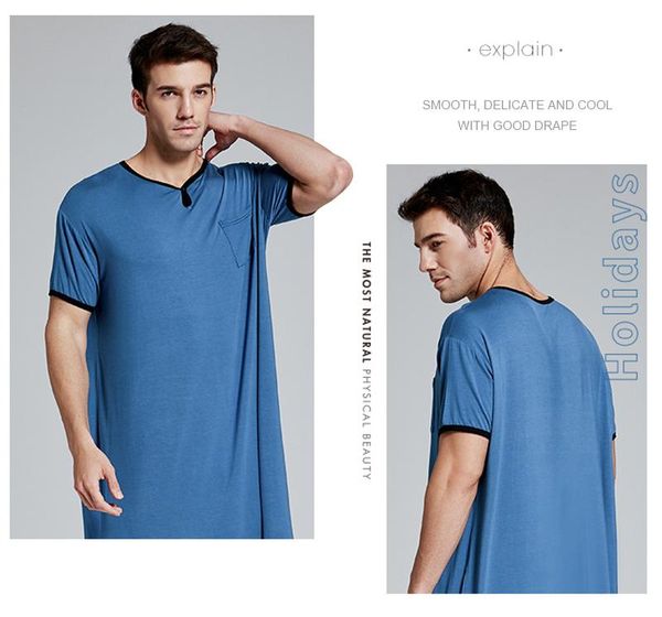 

summer thin section long sleeve t-shirt loose short-sleeved pajamas men's european and american casual wear home service t-shirts, White;black