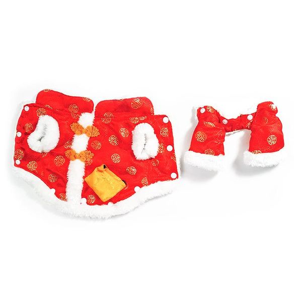 

dog apparel chinese style costume red pet clothes autumn and winter warm