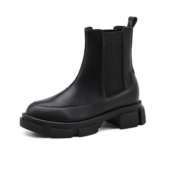 

boots chunky heel ankle women black stretch fabric for brand design demonias shoes platform ymb288-11