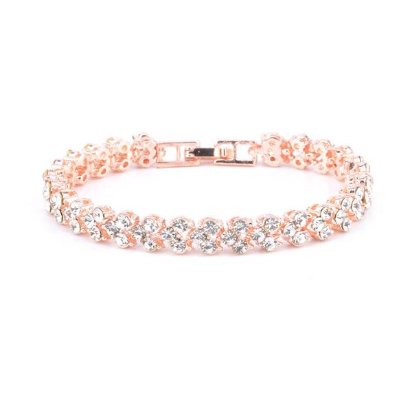 

link, chain fashion lady crystal bracelet gold silver simple set artificial gem wedding jewelry s003, Black