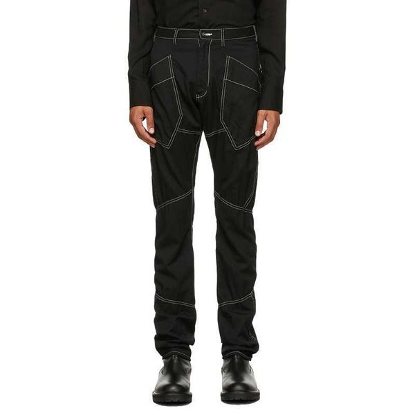 

men's pants /sulvam 21aw niche open wire splicing design straight tube casual black trousers