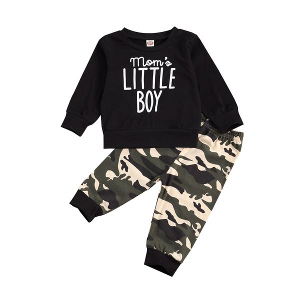 

fashionable baby girl boy camouflage suit longsleeve round neck sweatshirt elastic head camouflage long pants autumn 2pcs outfit, White