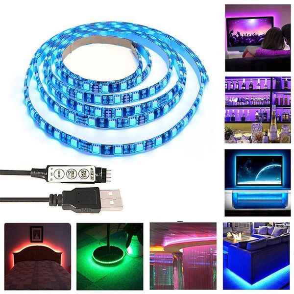 

1/2m roll led strip luminous flux light 30leds/m lamp string decor with 5v usb cable and mini controller strips