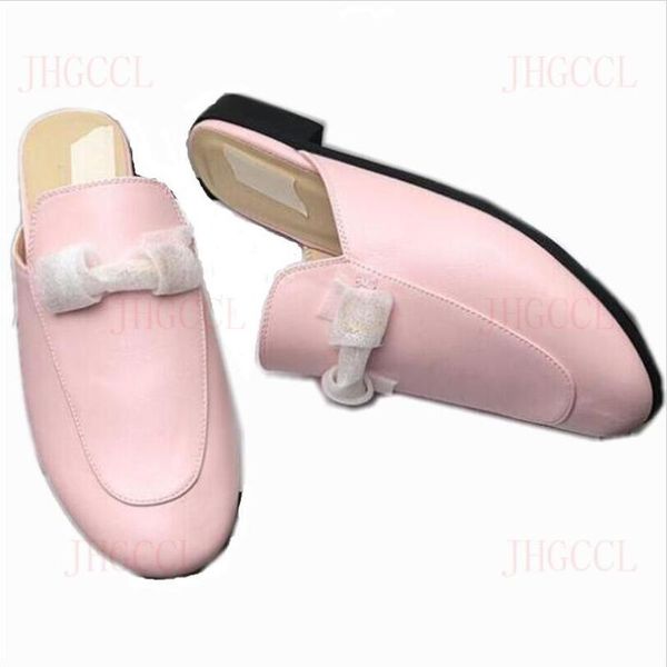 

brand style female mules leather slippers designer shoes lazy loafers, Black
