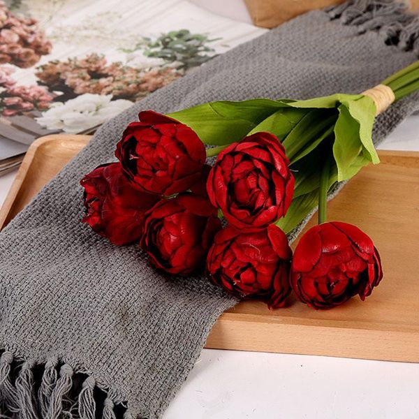 

decorative flowers & wreaths 6pcs artificial tulip bouquet real touch simulation for wedding banquet bridal decoration