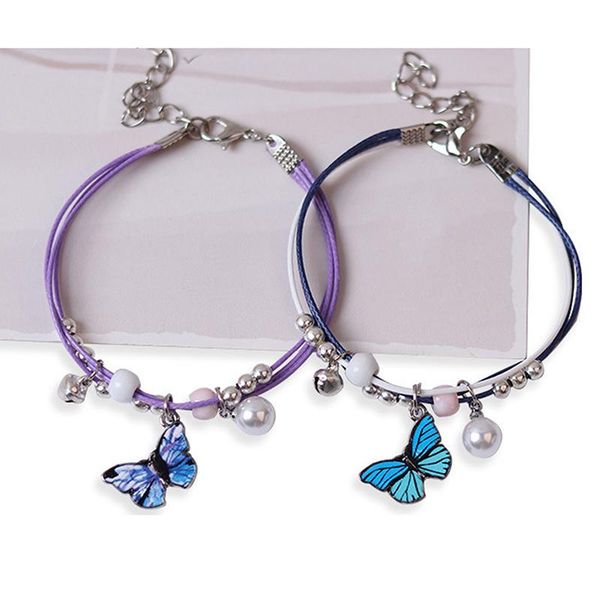

charm bracelets cute butterfly pendant bracelet metal drip glaze charms gift bangles for women girl children, Golden;silver