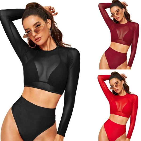 

bikini swimsuit women 2021 spring high waist split three-piece one-piece suits