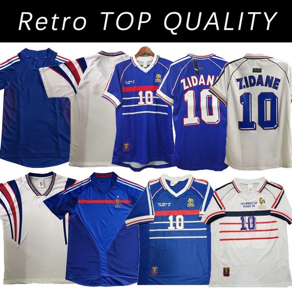 

1998 retro version soccer jersey france 96 98 02 04 06 zidane henry maillot de foot 2000 home trezeguet football uniformm shirt, Black;yellow