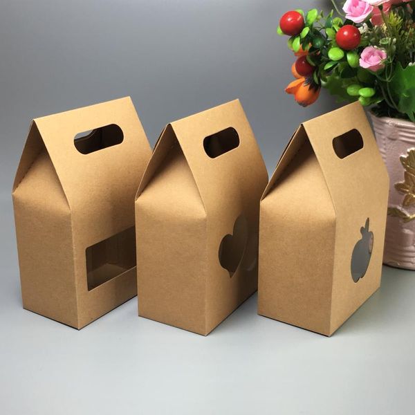 

gift wrap 20pcs retro kraft packaging paper pouches handle easy carries wedding bags with transparent pvc window