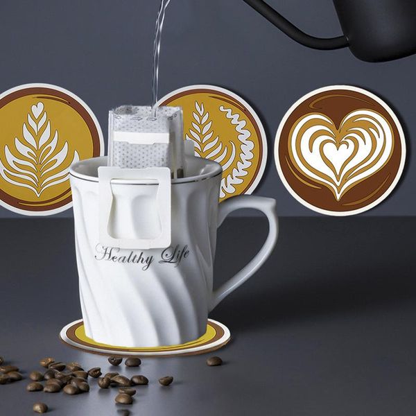 

mats & pads jacquard cup pad mocha latte macchiato cappuccino coffee flower pvc placement tea milk mug coffeeware accessories