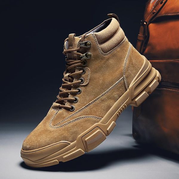 

boots for man sneaker breathable mens casual leisure fashion shoes flat shoe leather footwear causal outdoor sneakers male, Black