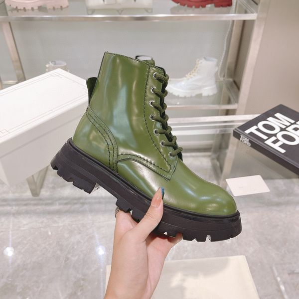 

liu wen's same 2021 autumn and winter martin boots strap british style contrast color round head thick soled leather high, Black
