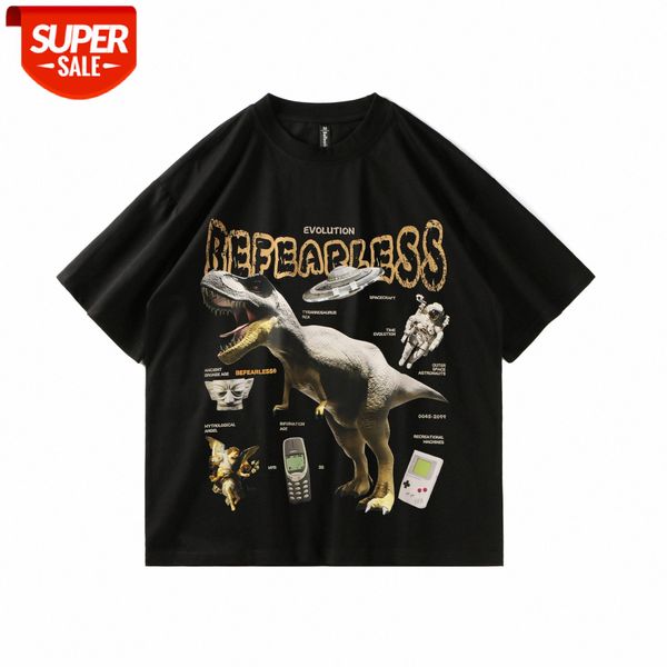 

befearle jurassic park movie theme printed t-shirt men and women couple loose short-sleeved retro summer #8k5s, White;black