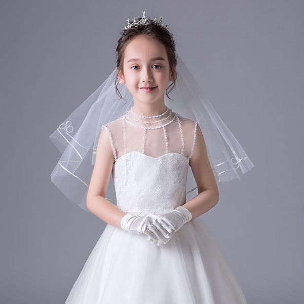 

hair accessories flower girls elegant one layer veils hearwear short performance etiquette wedding party pography veil, Slivery;white
