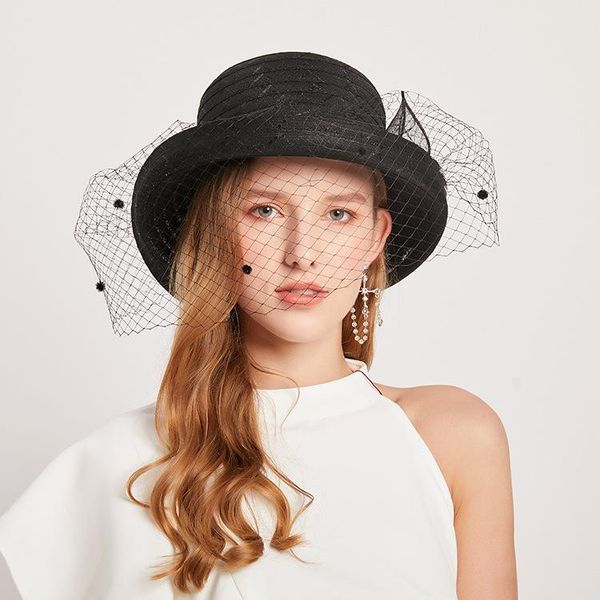 

headpieces elegant wedding hats for women big brim exaggerate mesh sunshade accessories bridal headwear 2021, Silver