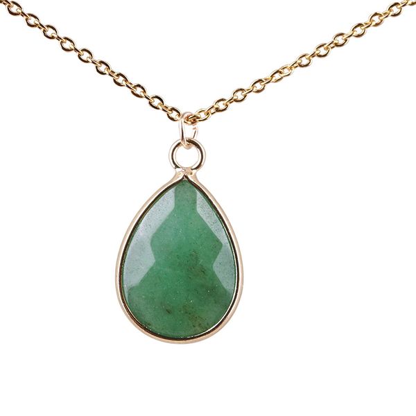 

green aventurine copper pendant stainless steel chain necklace, Silver