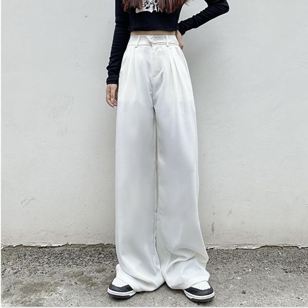 

women's pants & capris 2021 autumn wide-leg high-waist straight loose black fashion casual all-match classic trousers, Black;white