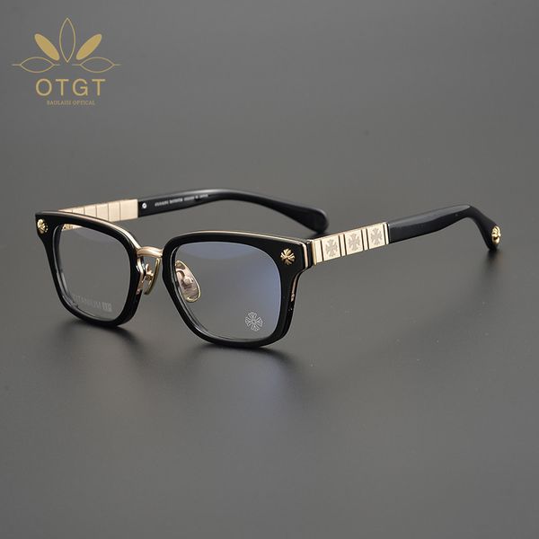 

design glasses xinchao versatile box eyeglass personality hollow out spring mirror leg frame can match myopia tide, White;black