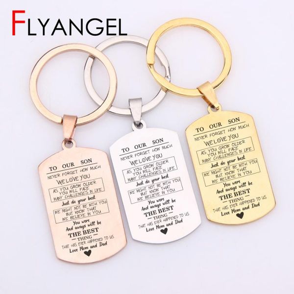 

keychains chic stainless steel son gift laser engraved to our we love you were always will be the thing souvenir jewelry, Silver