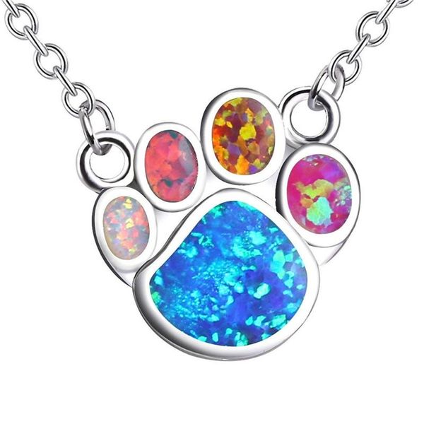 

pendant necklaces fashion opal 6 color cat foot necklace cute and exquisite clavicle chain jewelry for women feature namour charm gift all s, Silver