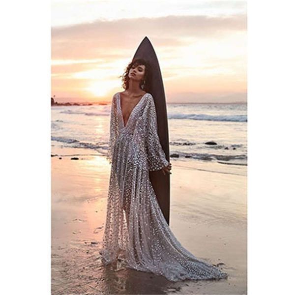 

summer women's wear deep long sleeve bronzing dress, Black;gray