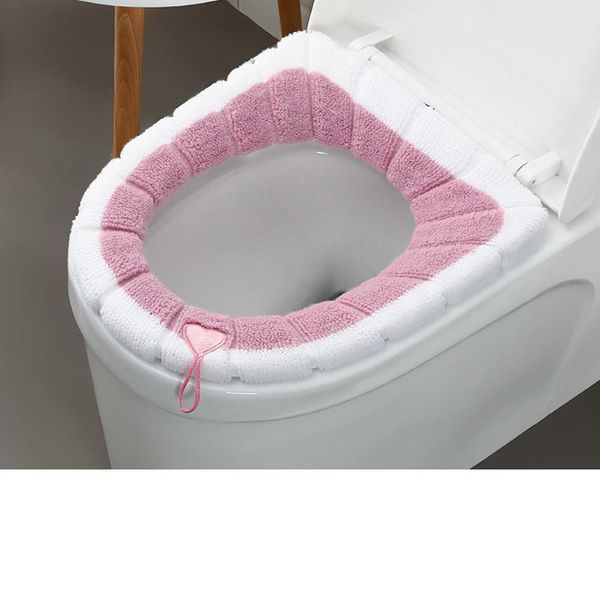 

bathroom toilet seat with handle closestool washable thicken soft winter warmer mat pad cushion o-shape bidet covers