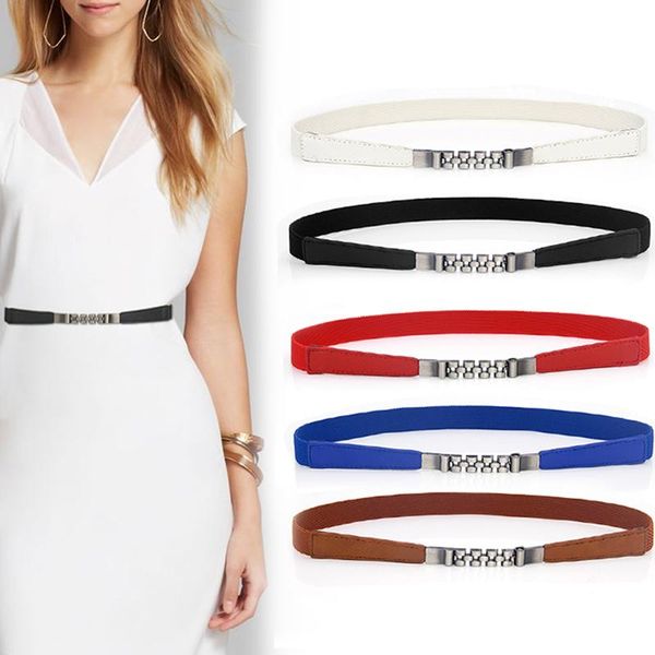 

belts elastic for women gold buckle female fashion waist band stretch knit cinch, Black;brown
