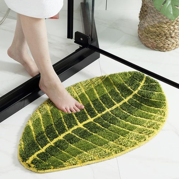 

chic unique leaf type lint-carpet home living room decorative rug bathroom door mat bedside absorbent carpets