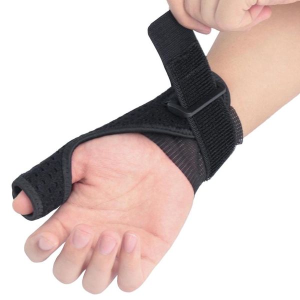 

1pc wrist support thumb cover left / right hand breathable adjustable compression forearm wrap belt strap protector gym, Black;red