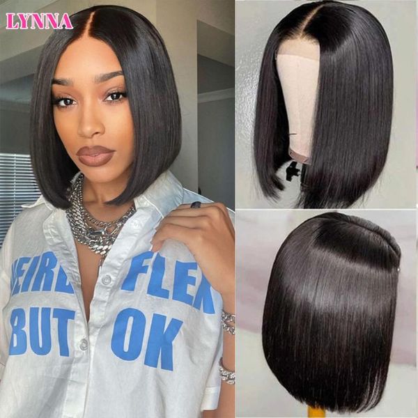 

lace wigs 13x4 short human hair remy brazilian straight bob wig pre plucked with baby closure 150% 4x4, Black;brown